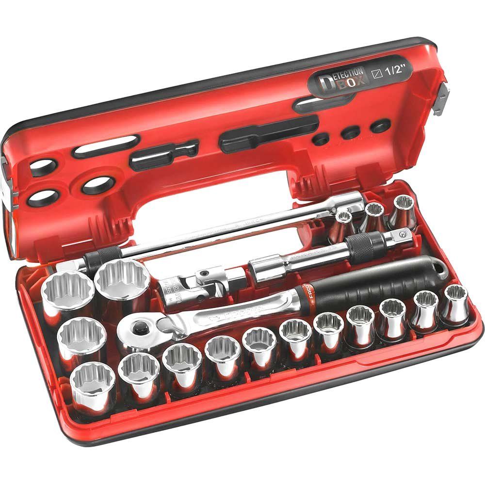 Facom 21 Piece 1/2" Drive Locking Bi Hex Socket Set Metric in Detection Box 1/2" - Image 1