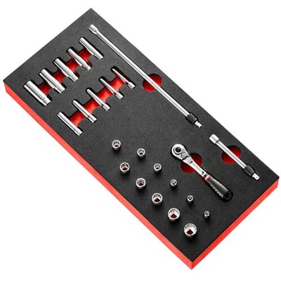 Facom 24 Piece 1/4" Drive Locking Socket Set Imperial in Module Tray 1/4"