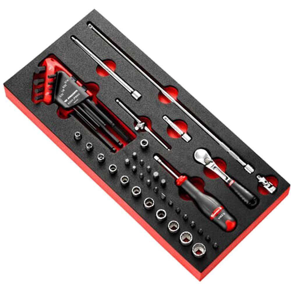 Facom 45 Piece 1/4" Drive Locking Socket, Hexagon Key, Screwdriver and Bit Set Imperial in Module Tray 1/4" - Image 1