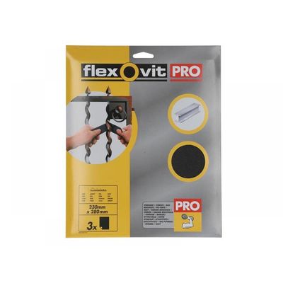 Flexovit Emery Cloth Sanding Sheets Fine Pack of 3