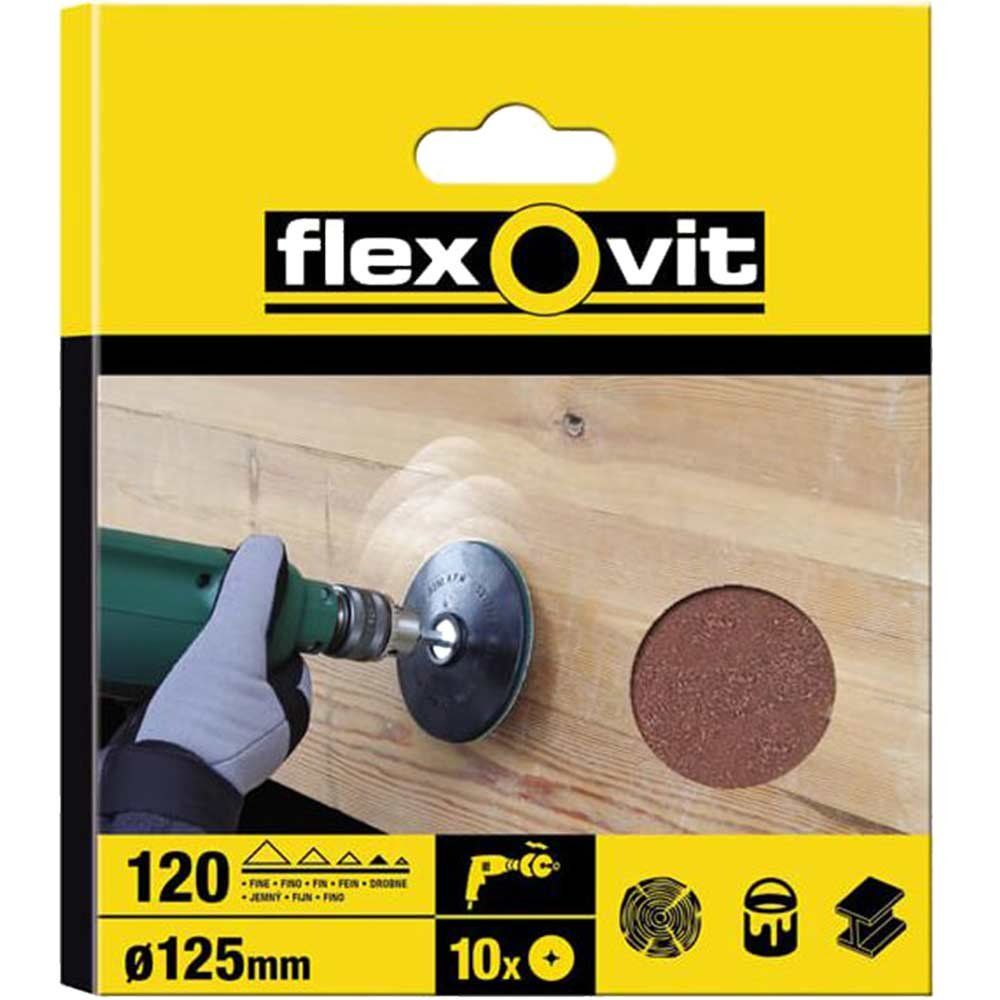 Flexovit 63642526383 Drill Mountable Disc 125Mm Fine 120G (Pack 10) - Image 1