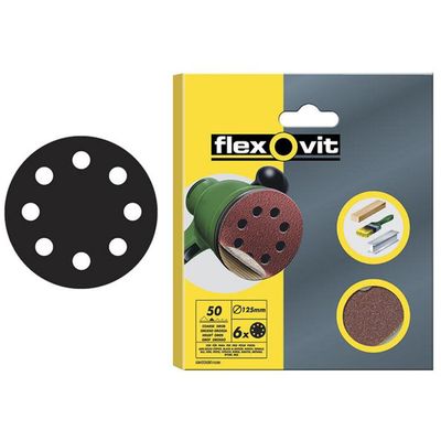 Flexovit 63642526390 Hook & Loop Sanding Disc 125Mm Medium 80G (Pack 6) - Thumbnail 2