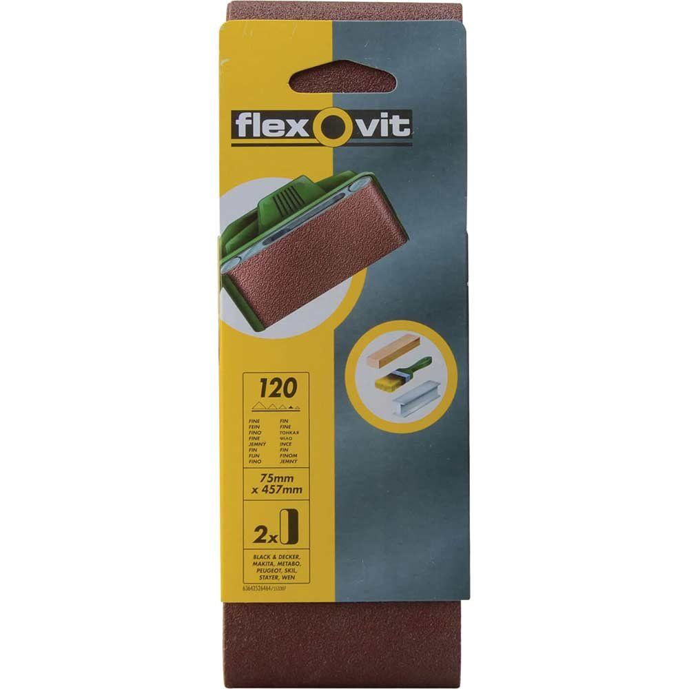 Flexovit 63642526464 Cloth Sanding Belt 457 X 75Mm Fine 120G (Pack 2) - Image 1