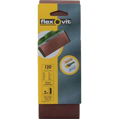 Flexovit 63642526464 Cloth Sanding Belt 457 X 75Mm Fine 120G (Pack 2)