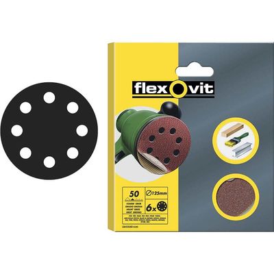 Flexovit 63642526707 Hook & Loop Sanding Disc 125Mm Coarse 50G (Pack 15)