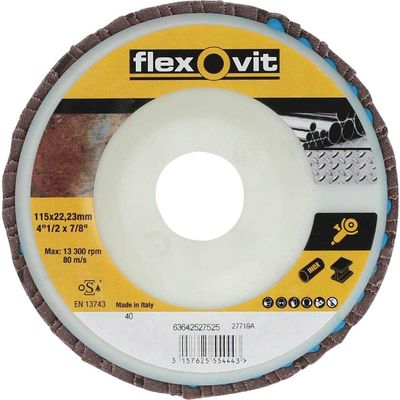 Flexovit 63642527526 Flap Disc For Angle Grinders 115Mm 80G