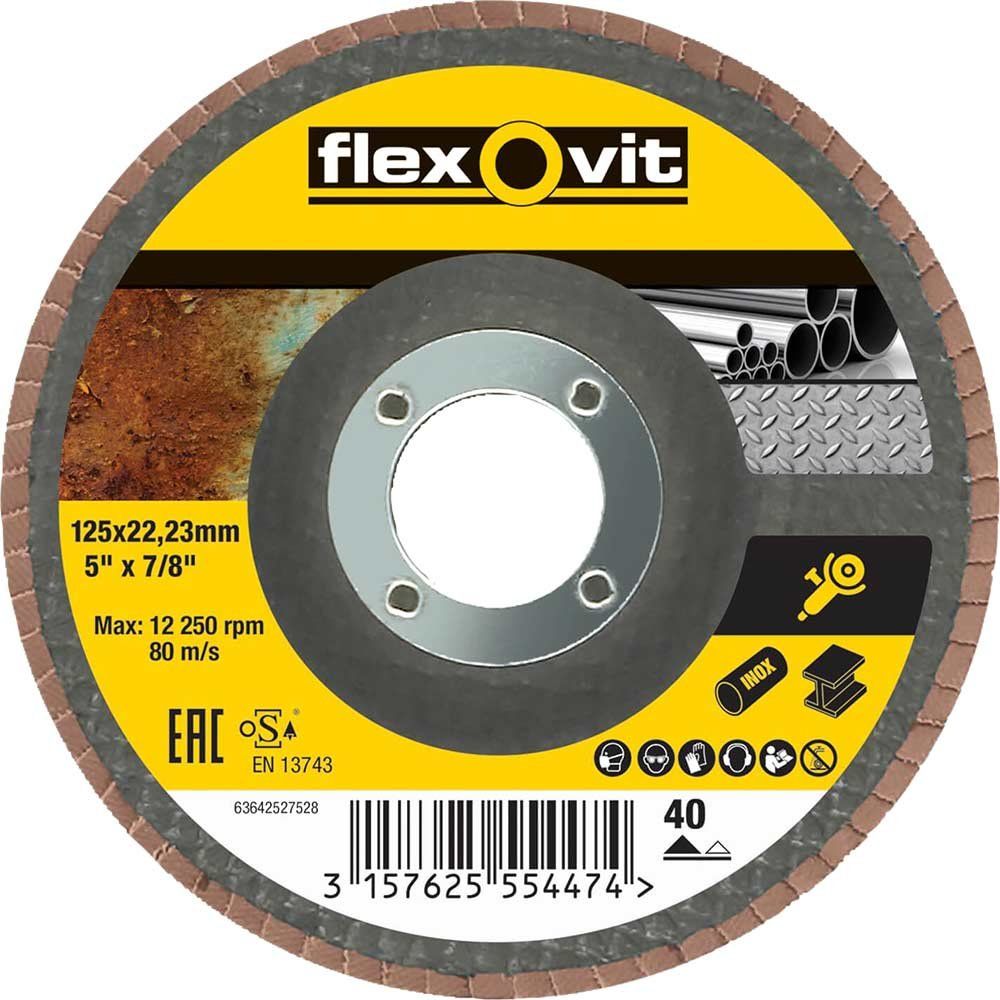 Flexovit 63642527528 Flap Disc For Angle Grinders 125Mm 40G - Image 1