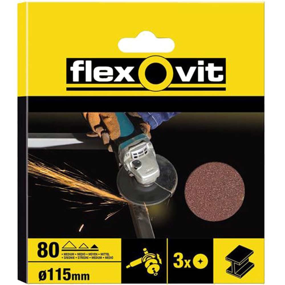 Flexovit 63642527531 Aluminium Oxide Fibre Disc 115Mm Extra Coarse 36G (Pack 3) - Image 1
