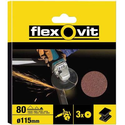 Flexovit 63642527531 Aluminium Oxide Fibre Disc 115Mm Extra Coarse 36G (Pack 3)