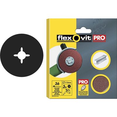 Flexovit 63642527538 Aluminium Oxide Fibre Disc 125Mm Fine 80G (Pack 3)
