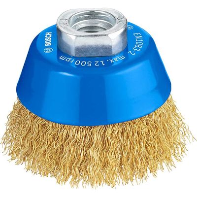Bosch PRO 0.3mm Crimped Brass Coated Wire Cup Brush 70mm M14 Thread