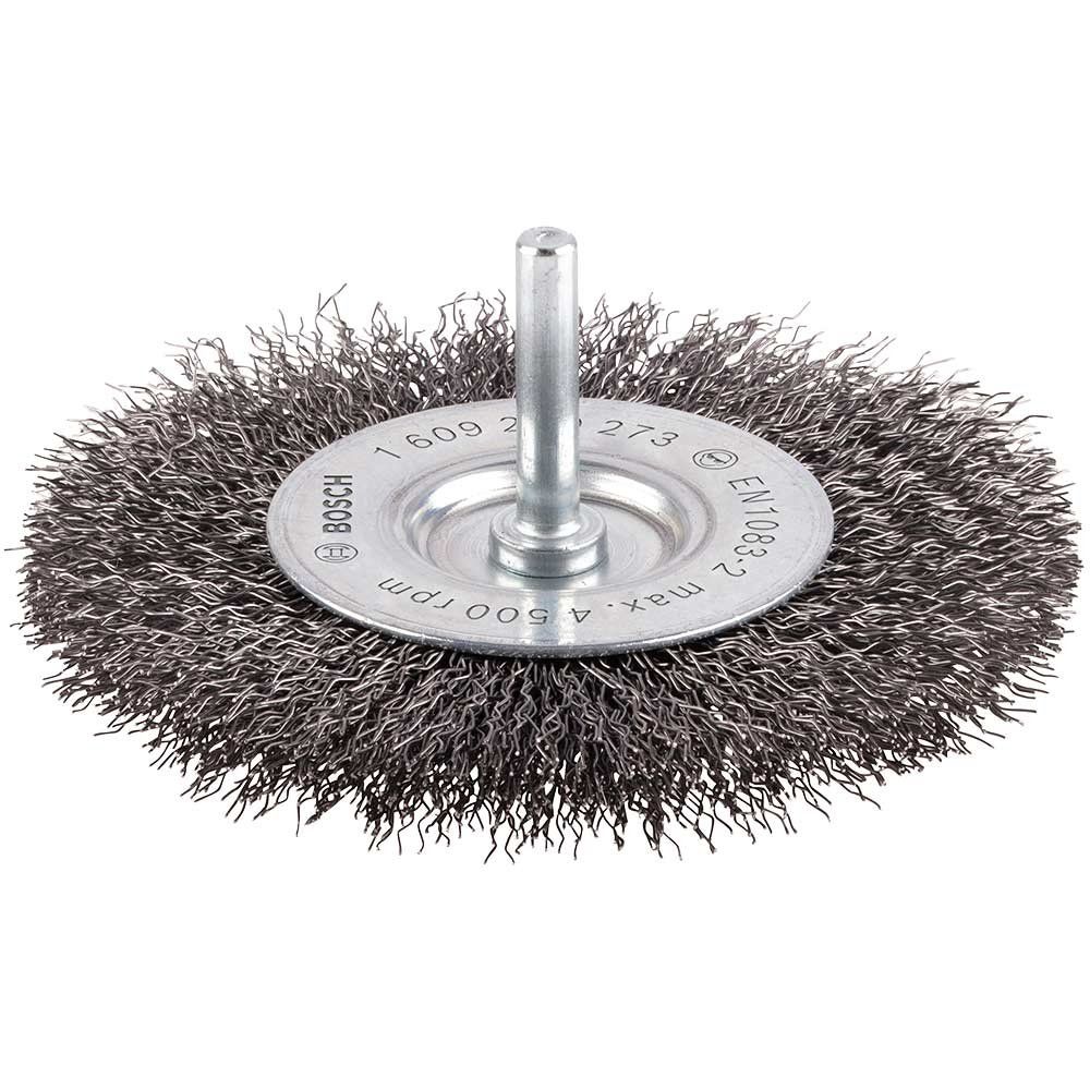 Bosch PRO 0.3mm Crimped Steel Wire Wheel Brush 100mm 6mm Shank - Image 1