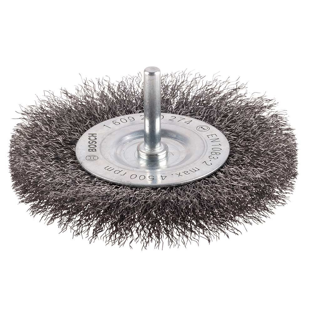 Bosch PRO 0.2mm Crimped Steel Wire Wheel Brush 100mm 6mm Shank - Image 1