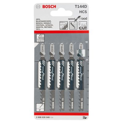 Bosch T144D Wood Blades 5 Pack 2608630040
