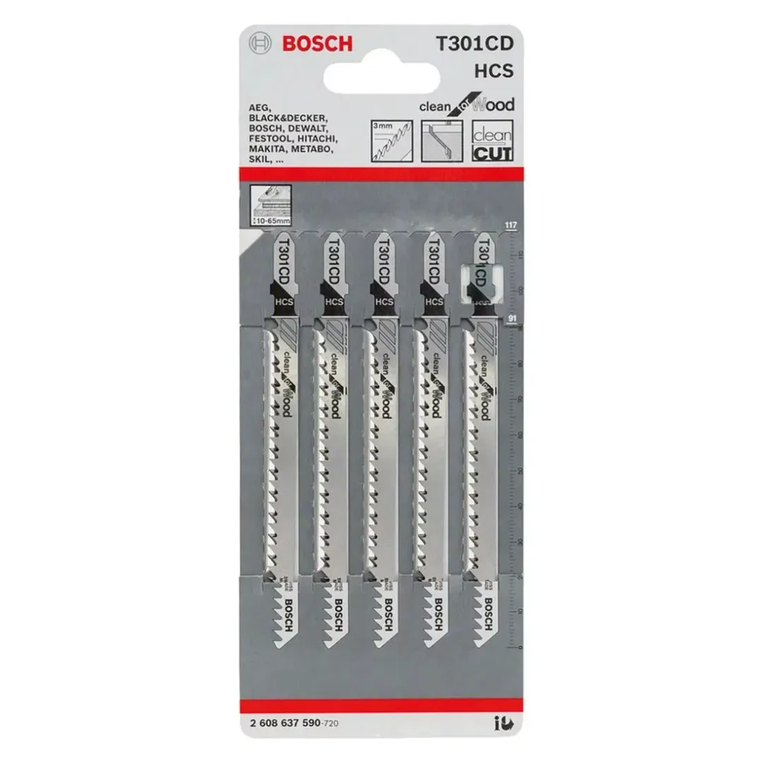 Bosch T301Cd (2608637590) Clean For Wood Jigsaw Blades (Pack Of 5) - Image 1