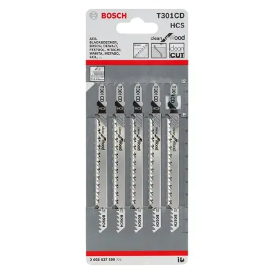 Bosch T301Cd (2608637590) Clean For Wood Jigsaw Blades (Pack Of 5)