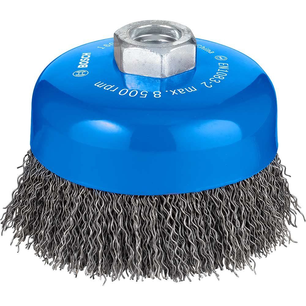 Bosch PRO 0.5mm Crimped Steel Wire Cup Brush 100mm M14 Thread - Image 1