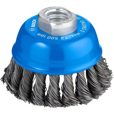 Bosch PRO 0.5mm Knotted Steel Wire Cup Brush 75mm M14 Thread