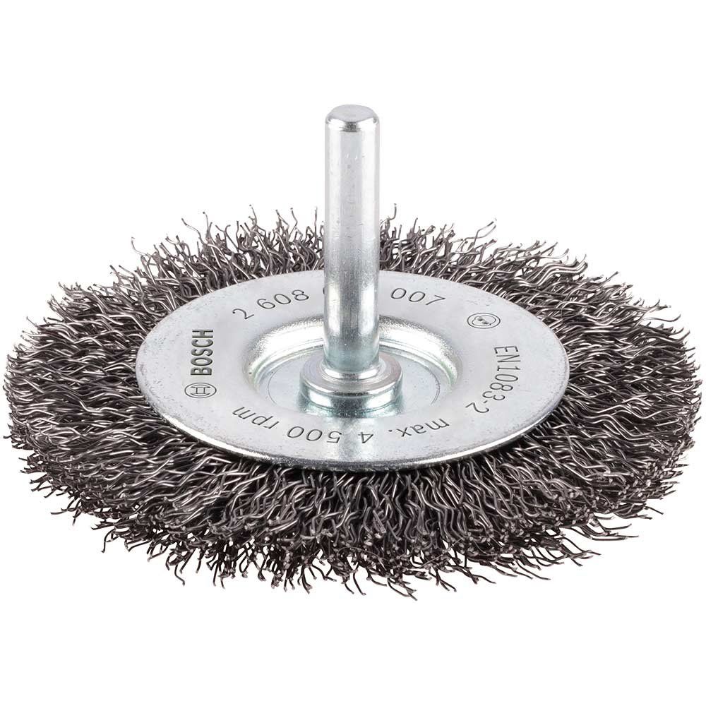 Bosch PRO 0.3mm Crimped Steel Wire Wheel Brush 75mm 6mm Shank - Image 1