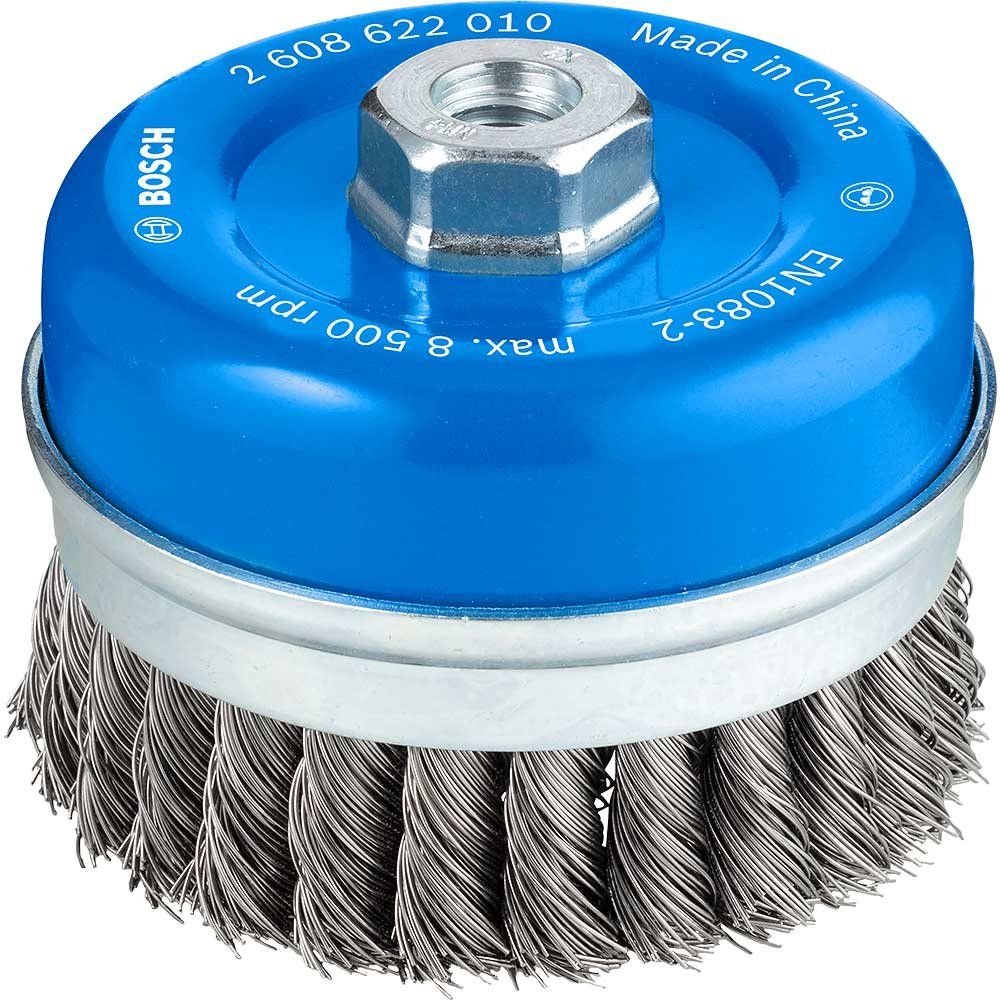 Bosch PRO 0.5mm Knotted Steel Wire Cup Brush 100mm M14 Thread - Image 1