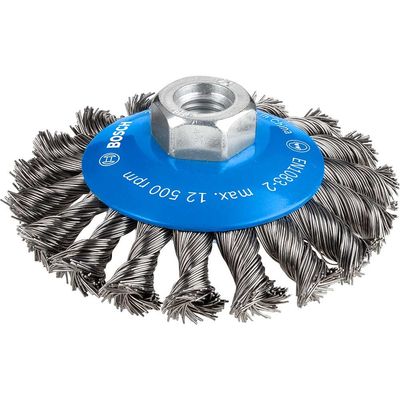 Bosch PRO 0.5mm Knotted Conical Steel Wire Wheel Brush 100mm M14 Thread