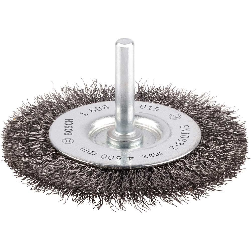 Bosch PRO 0.2mm Crimped Steel Wire Wheel Brush 75mm 6mm Shank - Image 1