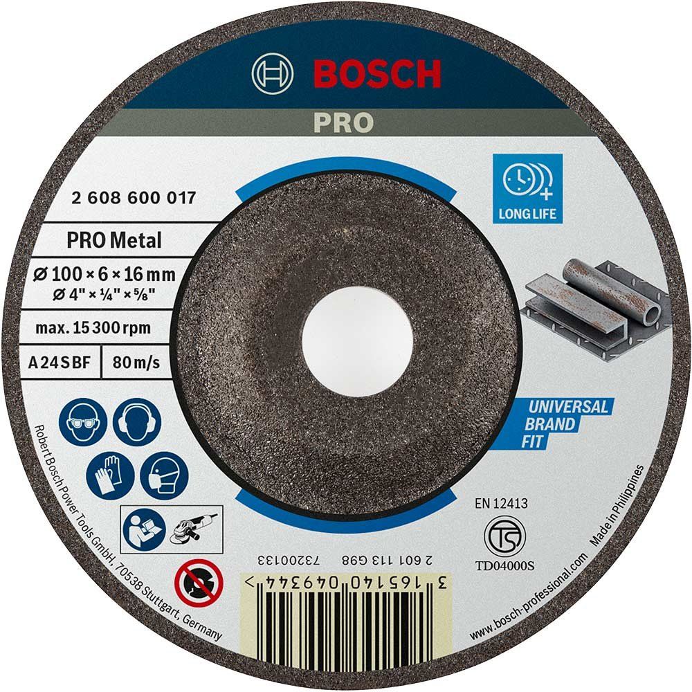 Bosch PRO A30T BF Depressed Centre Metal Grinding Disc 100mm - Image 1