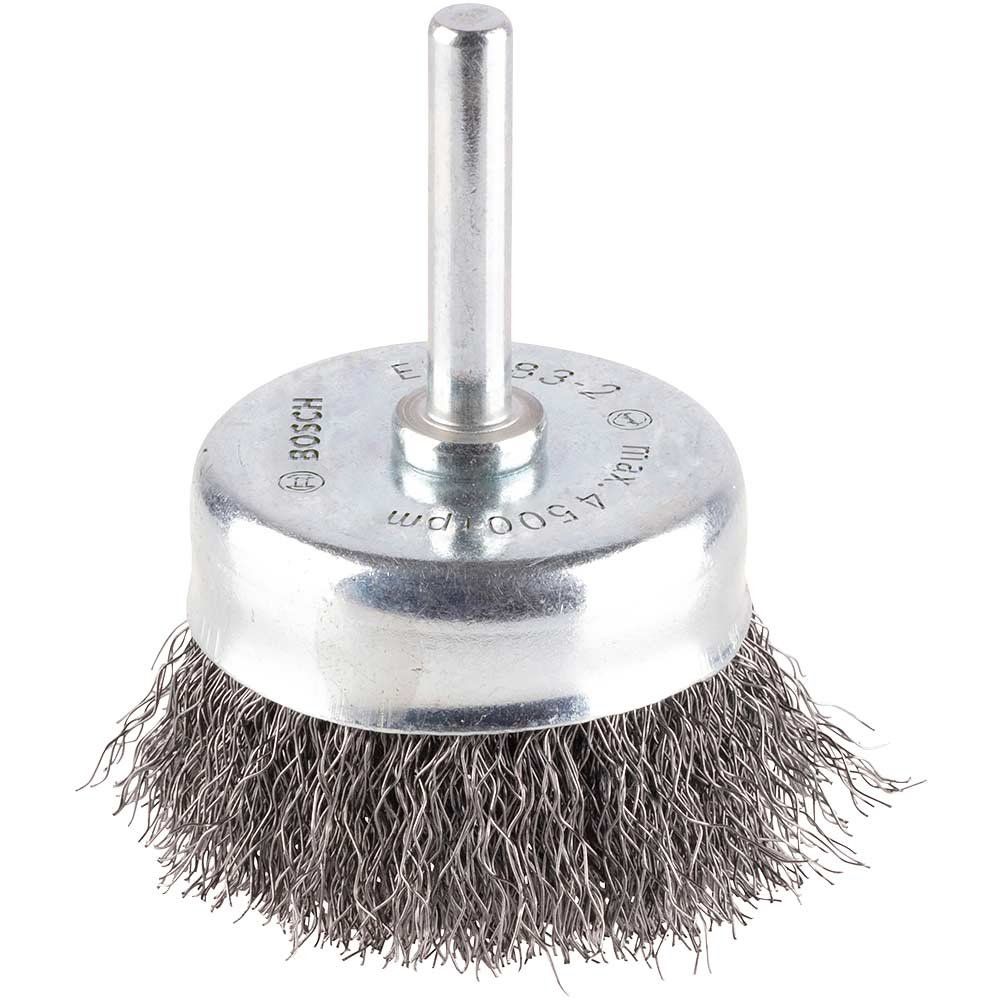 Bosch PRO 0.2mm Crimped Steel Wire Brush 50mm 6mm Shank - Image 1