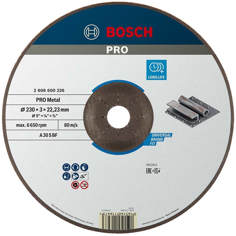 Bosch PRO A30S BF Depressed Centre Metal Cutting Disc 230mm - Image 1
