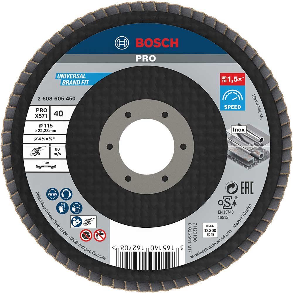 Bosch PRO Zirconium Abrasive Flap Disc 115mm 40g - Image 1