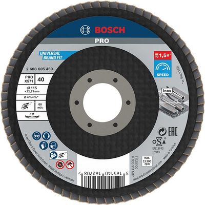 Bosch PRO Zirconium Abrasive Flap Disc 115mm 40g
