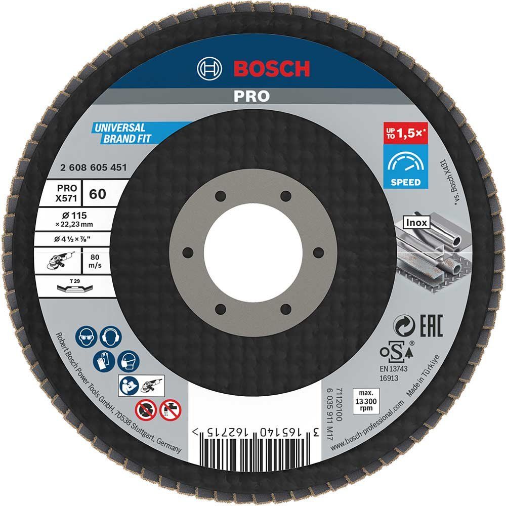 Bosch PRO Zirconium Abrasive Flap Disc 115mm 60g - Image 1