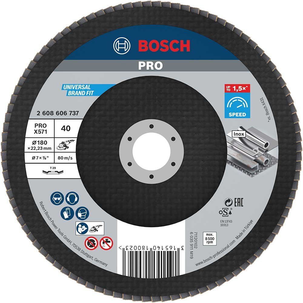Bosch PRO Zirconium Abrasive Flap Disc 180mm 40g - Image 1