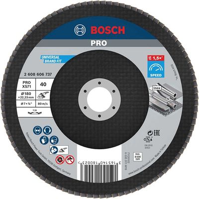 Bosch PRO Zirconium Abrasive Flap Disc 180mm 40g
