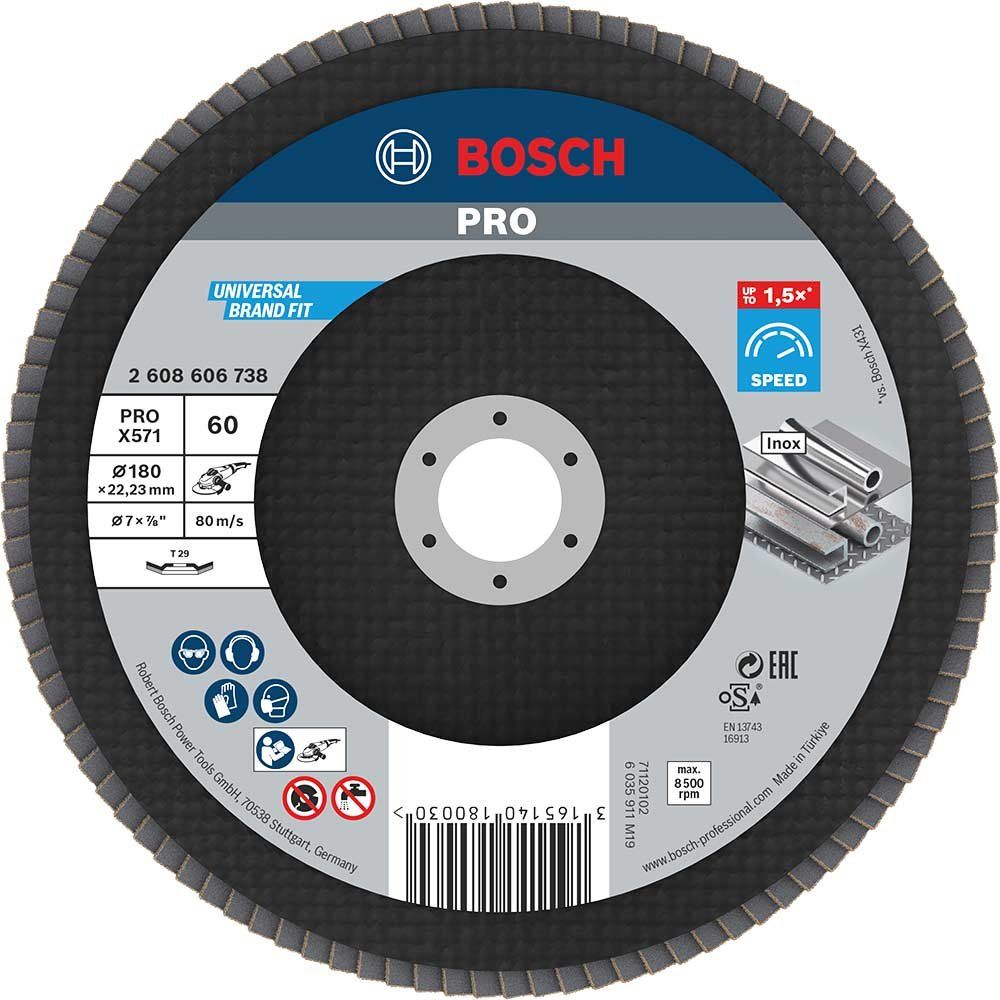 Bosch PRO Zirconium Abrasive Flap Disc 180mm 60g - Image 1