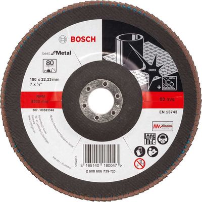 Bosch PRO Zirconium Abrasive Flap Disc 180mm 80g