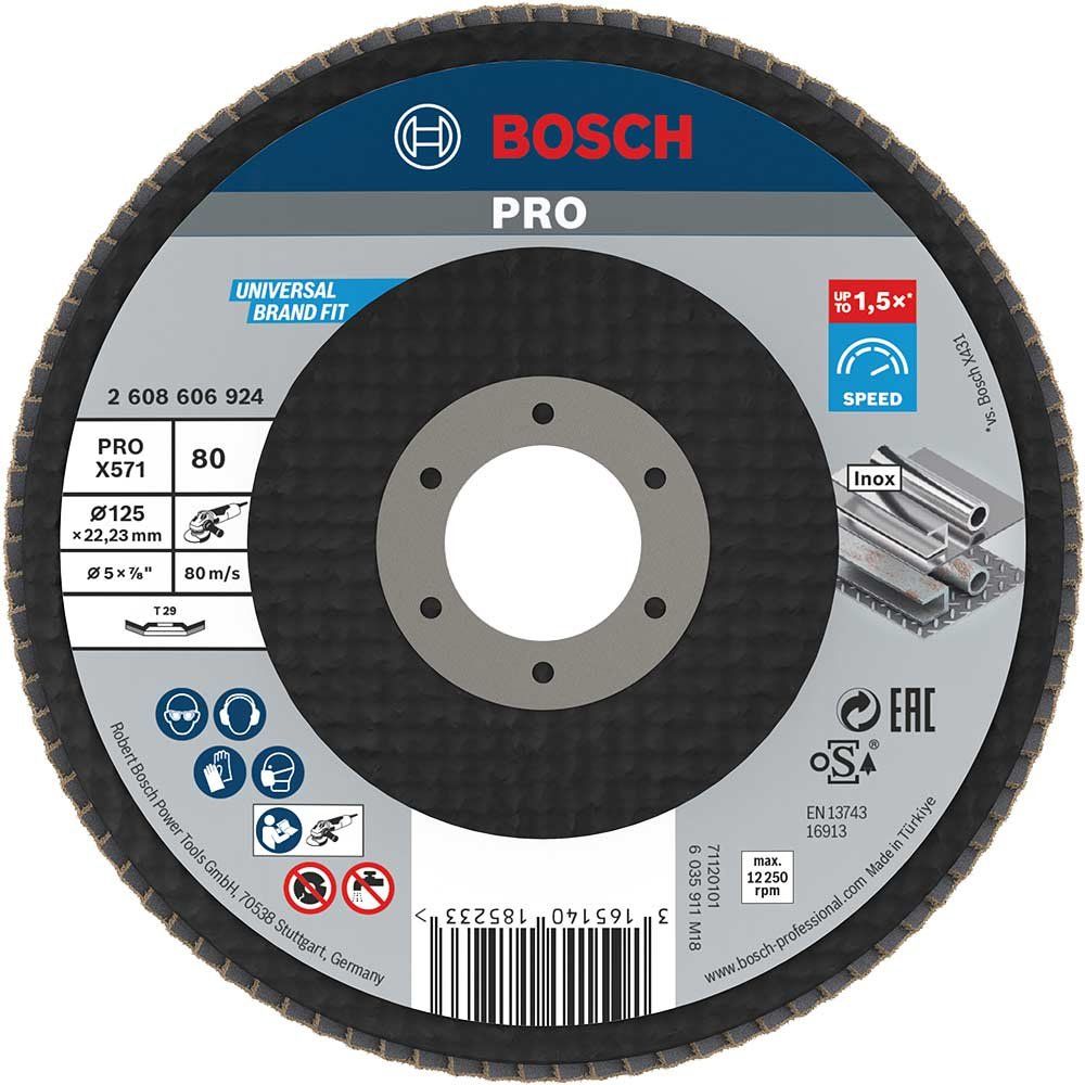 Bosch PRO Zirconium Abrasive Flap Disc 125mm 80g - Image 1