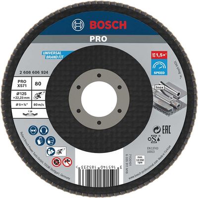 Bosch PRO Zirconium Abrasive Flap Disc 125mm 80g