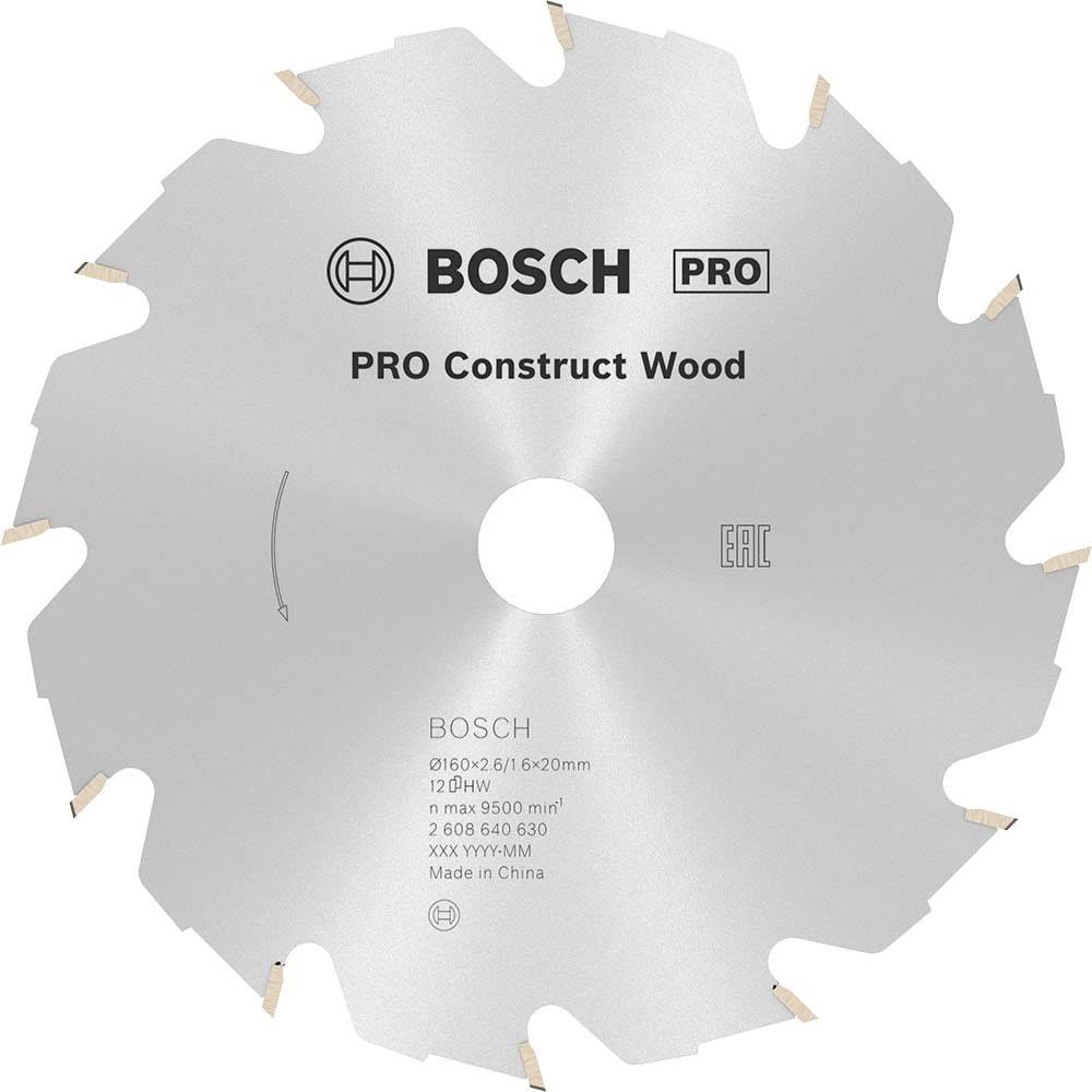 Bosch PRO Construct Wood Cutting Saw Blade 160mm 12T 20mm - Image 1