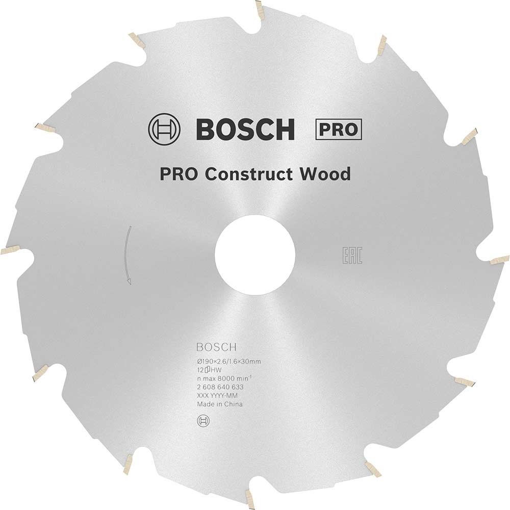 Bosch PRO Construct Wood Cutting Saw Blade 190mm 12T 30mm - Image 1