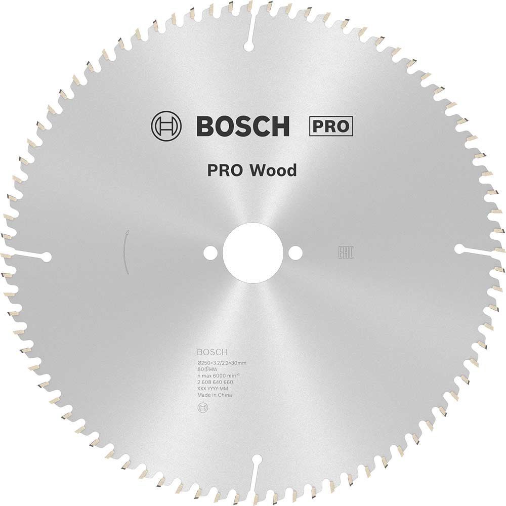 Bosch PRO Optiline Wood Cutting Table Saw Blade 250mm 80T 30mm - Image 1