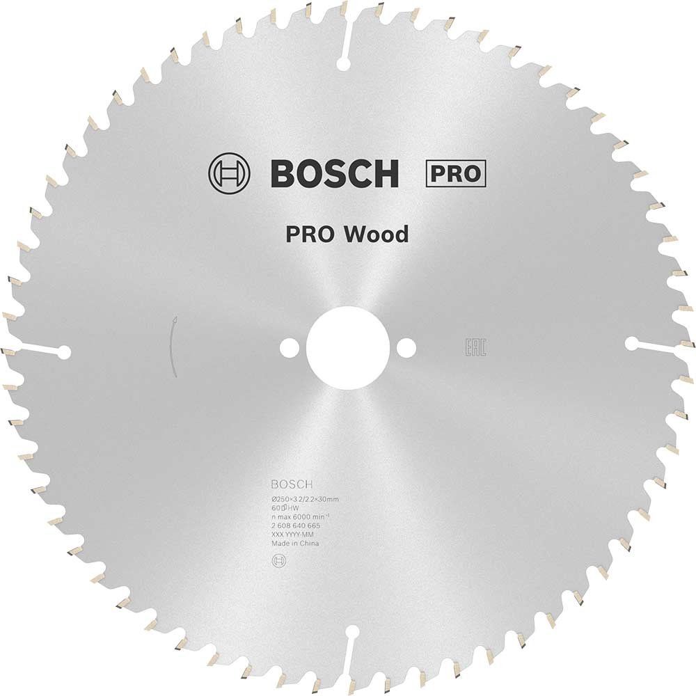 Bosch PRO Optiline Wood Cutting Table Saw Blade 250mm 60T 30mm - Image 1