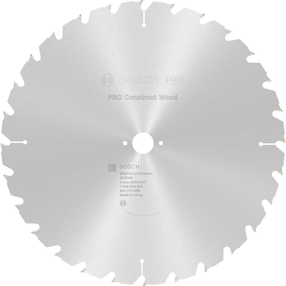 Bosch PRO Construct Nail Proof Wood Cutting Table Saw Blade 400mm 28T 30mm - Image 1