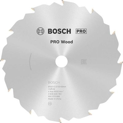 Bosch PRO Speedline Wood Cutting Saw Blade 160mm 12T 16mm