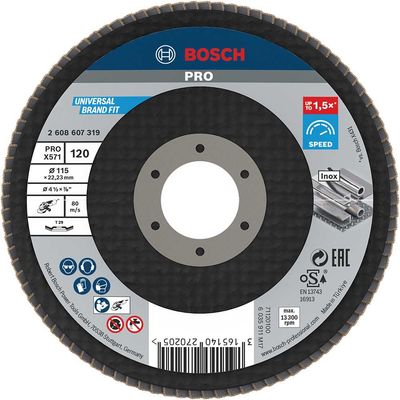 Bosch PRO Zirconium Abrasive Flap Disc 115mm 120g