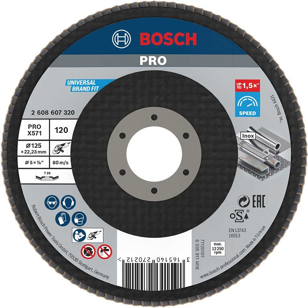 Bosch PRO Zirconium Abrasive Flap Disc 125mm 120g - Image 1