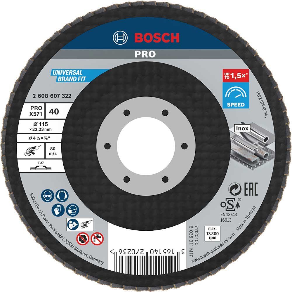 Bosch PRO X571 Best for Metal Straight Flap Disc 115mm 40g Pack of 1 - Image 1