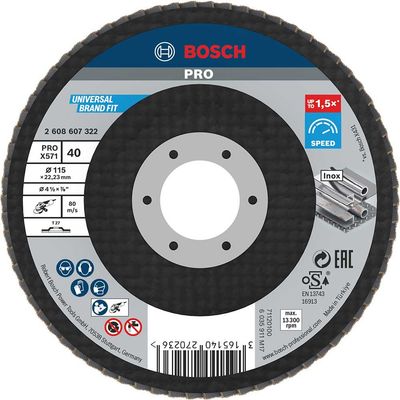 Bosch PRO X571 Best for Metal Straight Flap Disc 115mm 40g Pack of 1