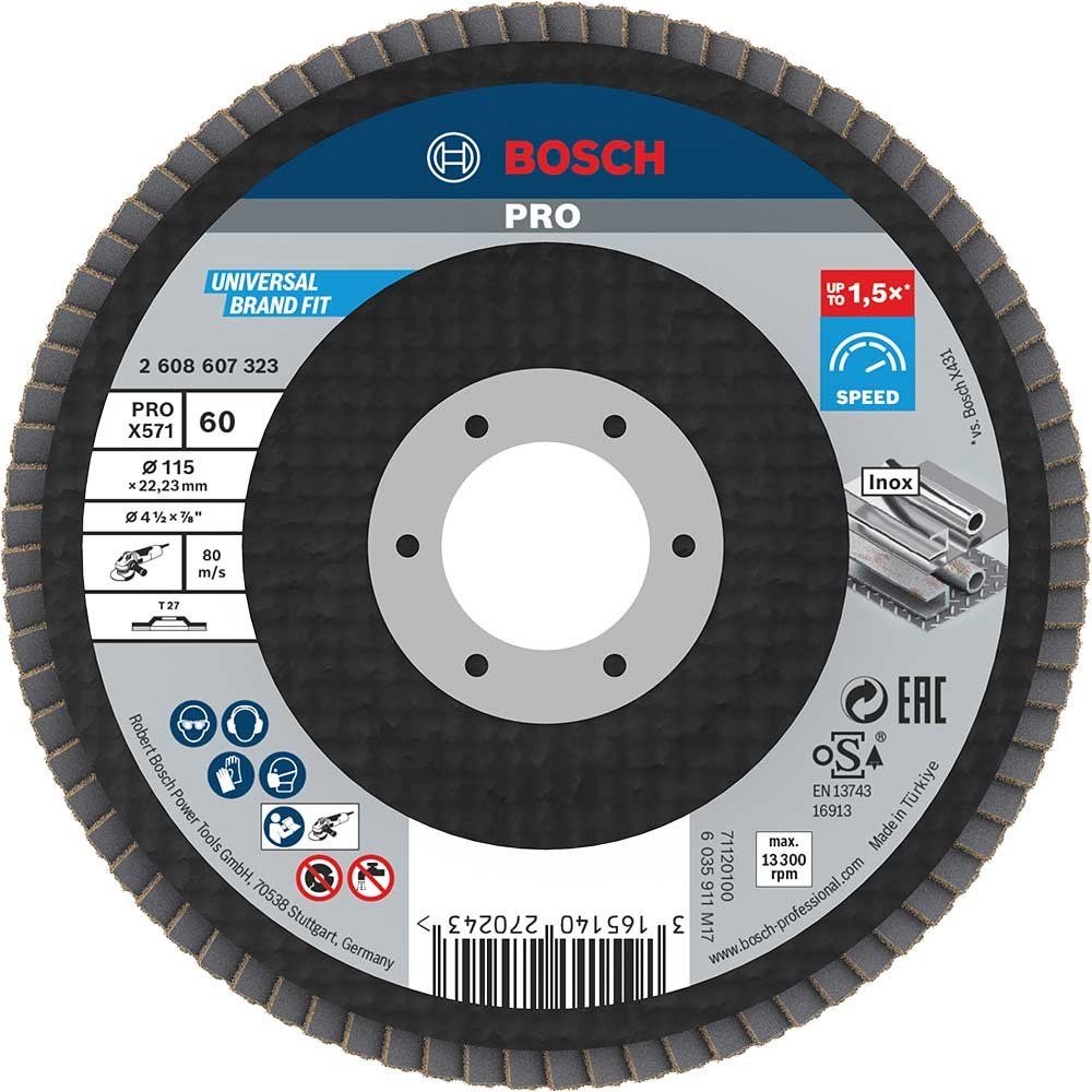 Bosch PRO X571 Best for Metal Straight Flap Disc 115mm 60g Pack of 1 - Image 1