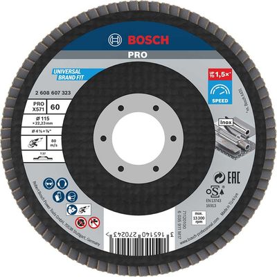 Bosch PRO X571 Best for Metal Straight Flap Disc 115mm 60g Pack of 1